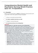 Comprehensive Mental Health and Psychiatric Nursing NCLEX Practice Quiz #2: 75 Questions