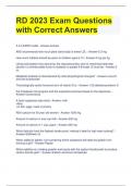 RD 2023 Exam Questions with Correct Answers