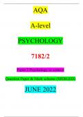 AQA A-level PSYCHOLOGY 7182/2 Paper 2 Psychology in context Question Paper & Mark scheme (MERGED)