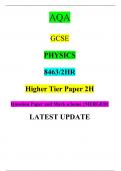 AQA GCSE PHYSICS 8463/2HR Higher Tier Paper 2H Question Paper and Mark scheme {MERGED} LATEST UPDATE