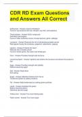 CDR RD Exam Questions and Answers All Correct