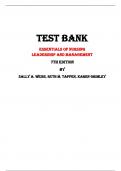 Essentials of Nursing Leadership and Management 7th Edition Test Bank By Sally A. Weiss, Ruth M. Tappen, Karen Grimley| All Chapters, Latest - 2023/2024|