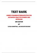  Lehne's Pharmacotherapeutics for Advanced Practice Nurses and Physician  2nd Edition Test Bank By Laura Rosenthal, Jacqueline Burchum | Chapter 1 – 92, Latest - 2023/2024|