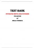 Psychiatric-Mental Health Nursing  8th Edition Test Bank By Shelia Videbeck | Chapter 1 – 24, Latest - 2023/2024|