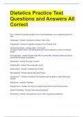 BUNDLE FOR Dietetics Test Questions with All Correct Answers