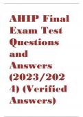 AHIP Final Exam Test Questions and Answers (2023-2024) (Verified Answers)