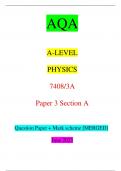 AQA A-LEVEL PHYSICS 7408/3A Paper 3 Section A Question Paper + Mark scheme [MERGED] June 2023