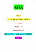 AQA GCSE COMBINED SCIENCE: TRILOGY 8464/B/2H Higher Tier Biology Paper 2H Question Paper + Mark scheme [MERGED] June 2023