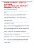 WEBCE PROPERTY & CASUALTY  PREP EXAM 2023 QUESTIONS WITH COMPLETE  ANSWERS GRADED A+