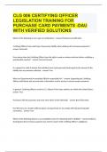 CLG 006 CERTIFYING OFFICER LEGISLATION TRAINING FOR PURCHASE CARD PAYMENTS -DAU EXAM QUESTIONS AND ANSWERS