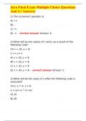 Java Final Exam Multiple Choice Questions And A+ Answers 