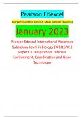 Pearson Edexcel Merged Question Paper & Mark Scheme (Results) January 2023 Pearson Edexcel International Advanced Subsidiary Level in Biology (WBI15/01) Paper 01: Respiration, Internal Environment, Coordination and Gene Technology