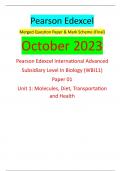 Pearson Edexcel Merged Question Paper & Mark Scheme (Final) October 2023 Pearson Edexcel International Advanced Subsidiary Level In Biology (WBI11) Paper 01 Unit 1: Molecules, Diet, Transportation and Health