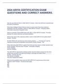 2024 ARIYA CERTIFICATION EXAM QUESTIONS AND CORRECT ANSWERS.