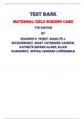 Maternal Child Nursing Care 7th Edition Test Bank by Shannon E. Perry, Marilyn J. Hockenberry, Mary Catherine Cashion, Kathryn Rhodes Alden, Ellen Olshansky, Deitra Leonard Lowdermilk | Chapter 1 – 50, Latest - 2023|