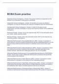 BCBA Exam practice Questions and Answers Graded A