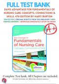 Test Bank for Davis Advantage for Fundamentals of Nursing Care: Concepts, Connections & Skills, 3th, 4th Edition by Marti Burton