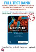 Test Bank Understanding Pathophysiology 7th 8th, 9th Edition by Sue Huether and Kathryn McCance |Complete Guide A+