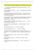 Thin Layer Chromatography –Questions/Answers