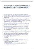 PCN-100 FINAL REVIEW QUESTIONS & ANSWERS RATED 100% CORRECT!!