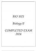 BIO 1021 BIOLOGY II COMPLETED EXAM 2024