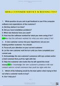 MERA Customer Service Screening Test Updated Questions and Answers (Verified Answers)