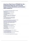 American Red Cross CPR/AED for the Professional Rescuer and First Aid Exam A Actual Questions and Answers 2024 Graded A+