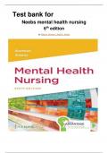 TEST BANK FOR MENTAL HEALTH NURSING, 6TH EDITION( Robynn Gorman, Linda M, Anwar)2024 PERFECT  SOLUTION