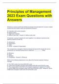 Principles of Management 2023 Exam Questions with Answers 