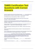 TAMIS Certification Test Questions with Correct Answers 