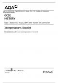 AQA GCSE HISTORY Paper 1 Section A/C: Russia, 1894–1945: Tsardom and communism Interpretations Booklet