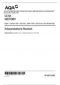 AQA GCSE HISTORY Paper 1 Section A/B: Germany, 1890–1945: Democracy and dictatorship Interpretations Booklet 2023