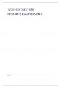 1200 HESI QUESTIONS PEDIATRICS EXAM VERSION B