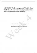 NRNP 6540 Week 4 Assignment Week 4: Case Study 1: A 76-year-old woman presents today with complaints of nasal drainage Head, Neck, and Face Disorders in the Older Population NRNP 6540F Advanced Practice Care of Older Adults