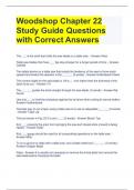 Woodshop Chapter 22 Study Guide Questions with Correct Answers