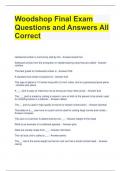 Woodshop Final Exam Questions and Answers All Correct