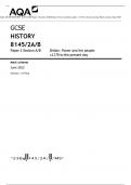 AQA GCSE HISTORY 8145/2A/B Paper 2 Section A/B Britain: Power and the people: c1170 to the present day Mark scheme June 2023 ACTUAL PAPER