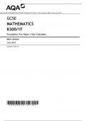 AQA GCSE MATHEMATICS 8300/1F Foundation Tier Paper 1 Non-Calculator Mark scheme June 2023 Version: Final 1.0 ACTUAL PAPER