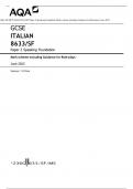 AQA GCSE ITALIAN 8633/SF Paper 2 Speaking Foundation Mark scheme including Guidance for Role-plays June 2023 Version: 1.0 Final ACTUAL PAPER