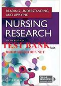 NURSING RESEARCH TESTBANK- READING , UNDERSTANDING AND APPLYING NURSING RESEARCH TESTBANK- NEWEST COMPLETE VERSION