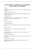 PSYCH EXAM 3: CHAPTER 4,5,7,10 COMPLETE QUESTIONS WITH ANSWERS Amygdala ANSWER = A limbic system structure involved in memory and emotion, particularly fear and aggression. Schatcher-Singer Two Factor Theory ANSWER = Theory that to experience emotion one 