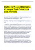 BSN 346 Week 2 Hormonal Changes Test Questions and Answers