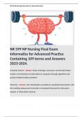 NR 599 NP Nursing Final Exam Informatics for Advanced Practice Containing 109 terms and Answers 2023-2024. 