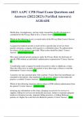 2023 AAPC CPB Final Exam Questions and Answers (2022/2023) (Verified Answers) AGRADE Health plan, clearinghouses, and any entity transmitting health information is considered by the Privacy Rule to be a: Correct Answer: covered entity Which of the followi