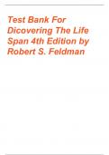 TEST BANK FOR DISCOVERING THE LIFE SPAN, 4TH EDITION, ROBERT S. FELDMAN