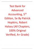 Test Bank for Advanced Accounting  5th edition By Patrick Hopkins, Robert Halsey (All Chapters, 100% Original Verified, A+ Grade)