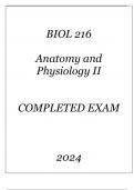 BIOL 216 ANATOMY & PHYSIOLOGY II COMPLETED EXAM 2024