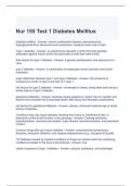 Nur 155 Test 1 Diabetes Mellitus Questions and Answers