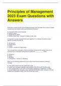 Principles of Management 2023 Exam Questions with Answers