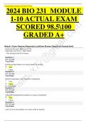 2024 BIO 231  MODULE 1-10 ACTUAL EXAM SCORED 98.5100  GRADED A+